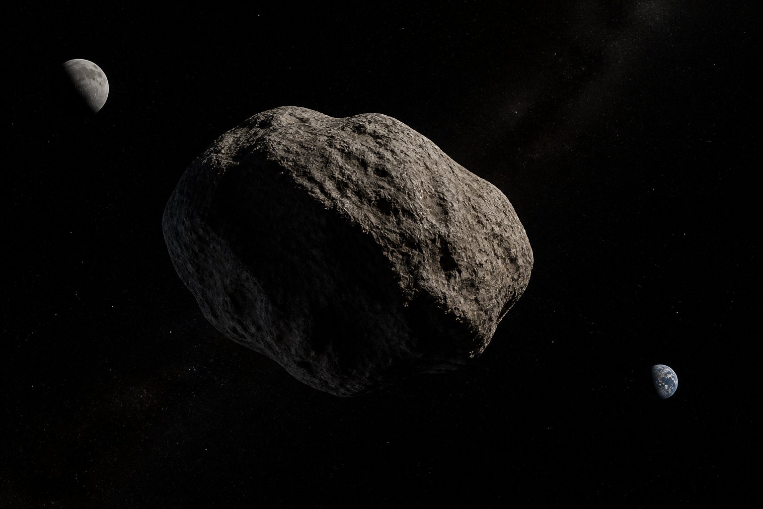 Near-Earth asteroid in space