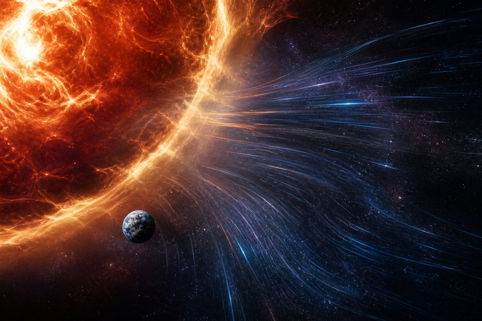 Coronal mass ejection sweeping past Earth