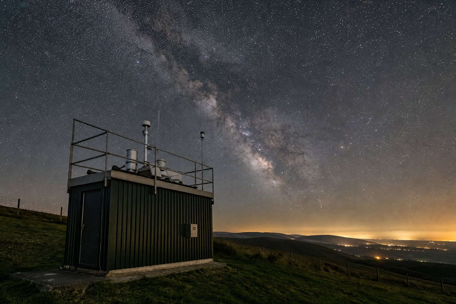 Cosmic-ray detector hut under the Milky Way