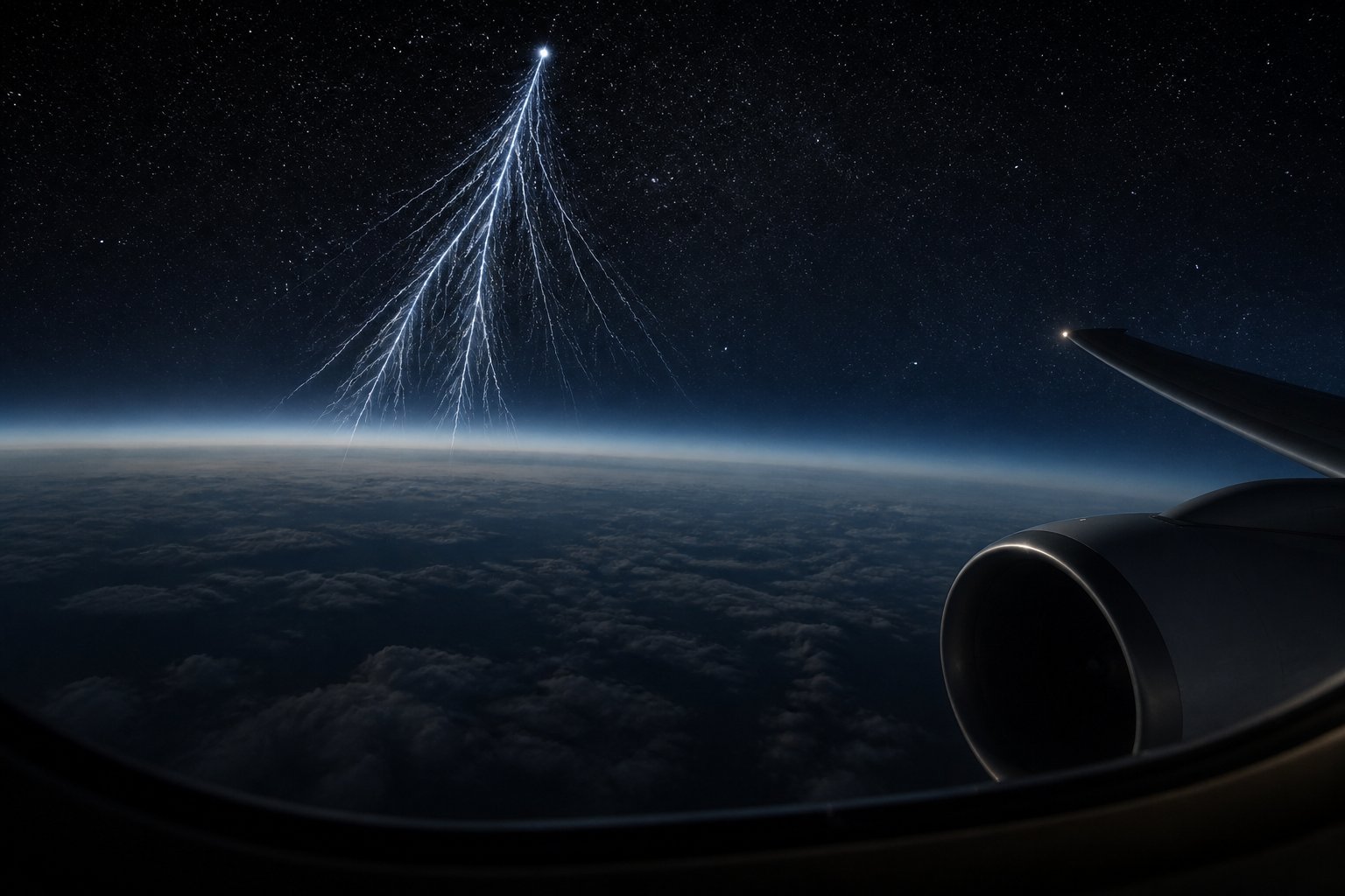 Particle tracks in atmosphere