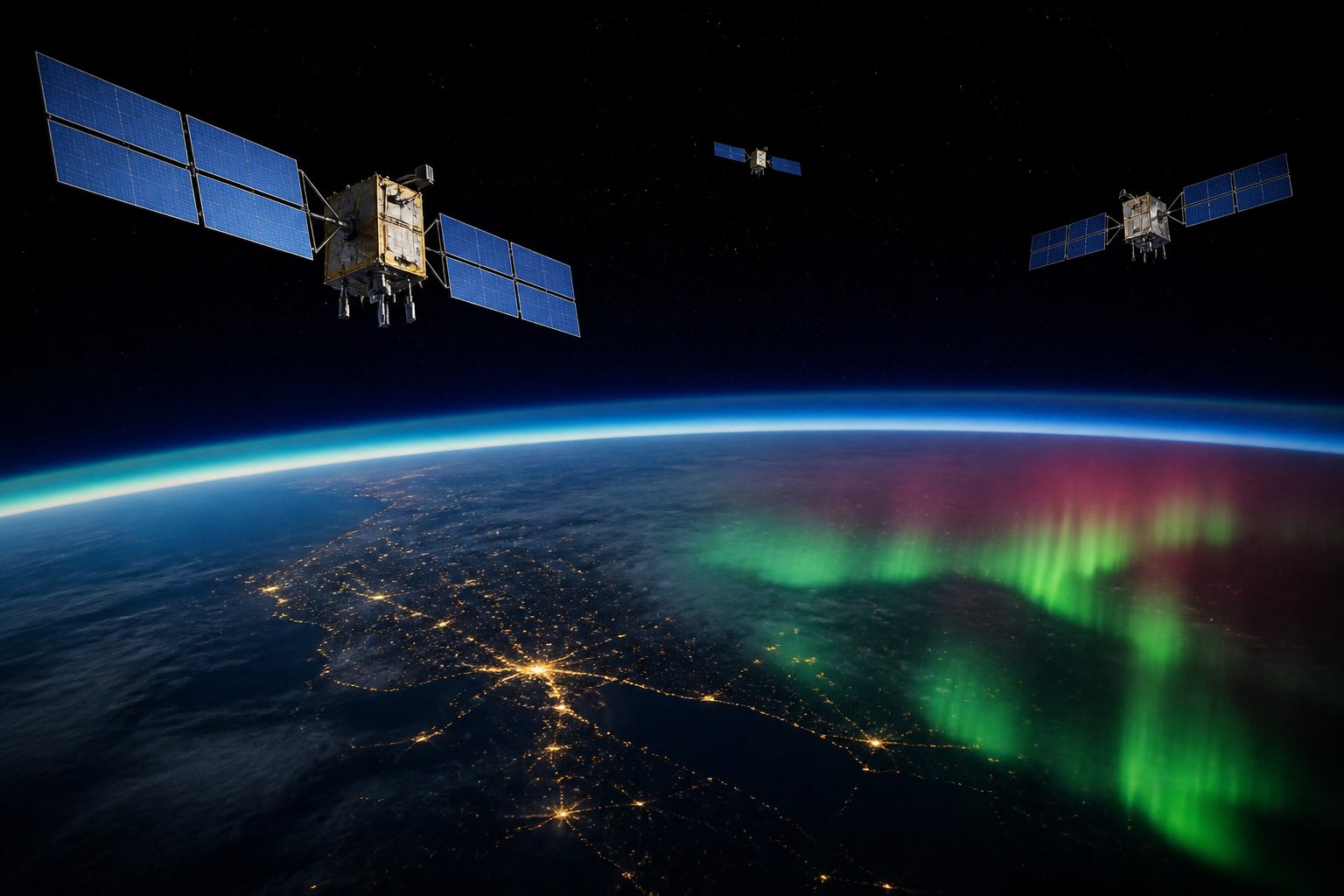 Navigation satellites over Earth