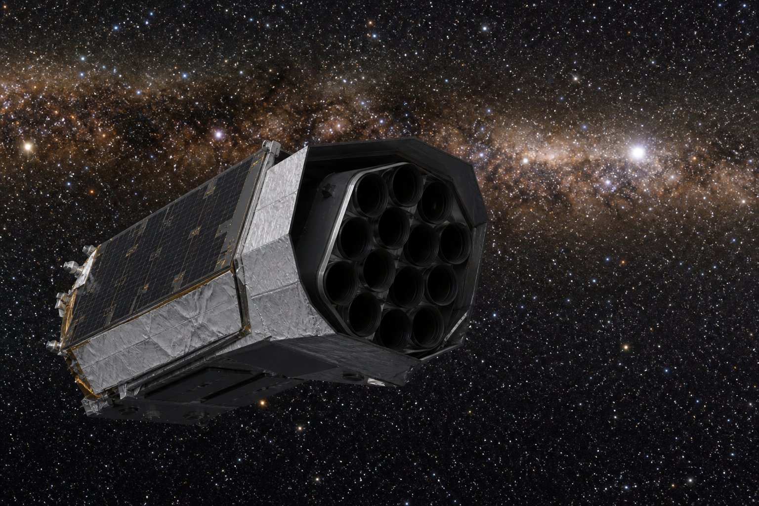 PLATO-class space telescope facing a dense star field