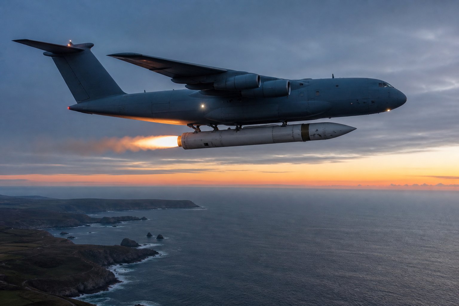 Air-launched rocket over the Atlantic