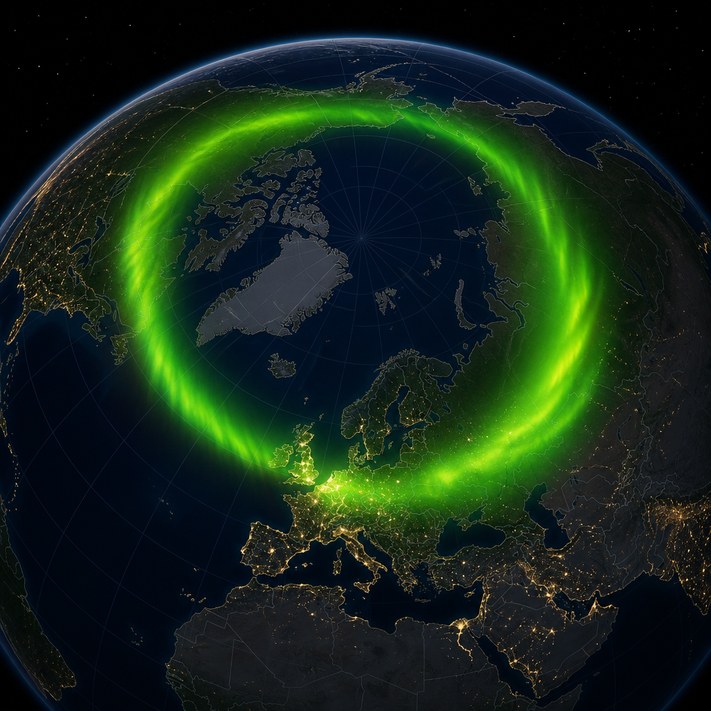 Auroral oval over Europe