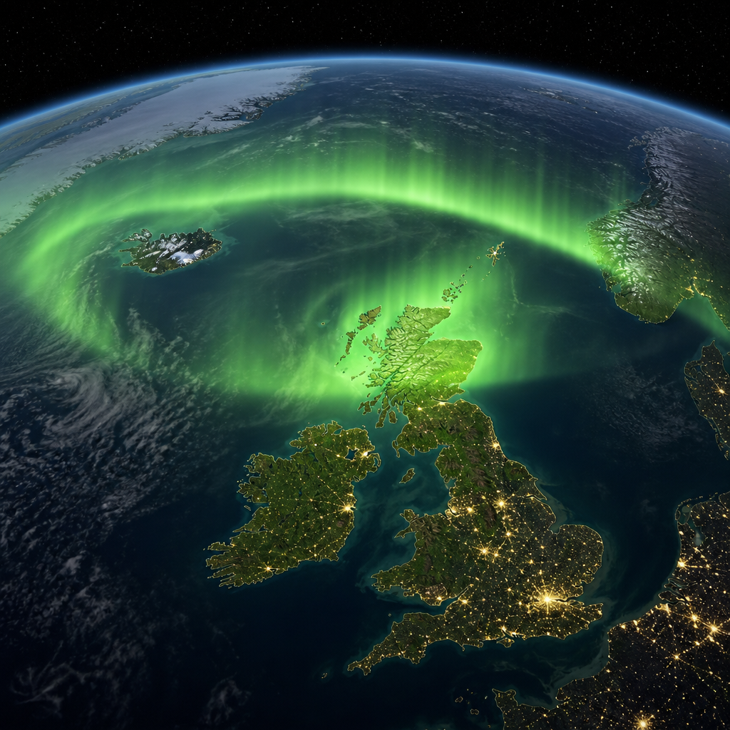 Auroral oval over the United Kingdom